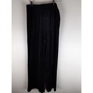 Cable & Gauge Women's Black Velvet Pull On Straight Leg Pajama Lounge Pants L